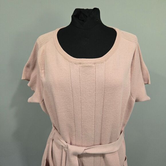 🐢 Torrid Mauve Pink Sweater Knit Self Tie Shift Dress Size 3 - Picture 9 of 17